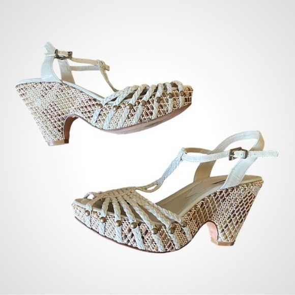 Vince Camuto Shoes - VINCE CAMUTO Beige Braided Leather Woven Platform Sandals | Size 6 B‎